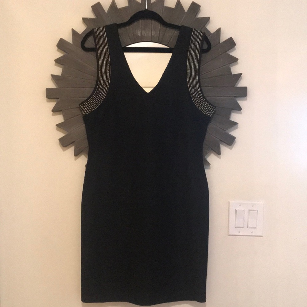 Black H&M dress with studded accents on sleeve